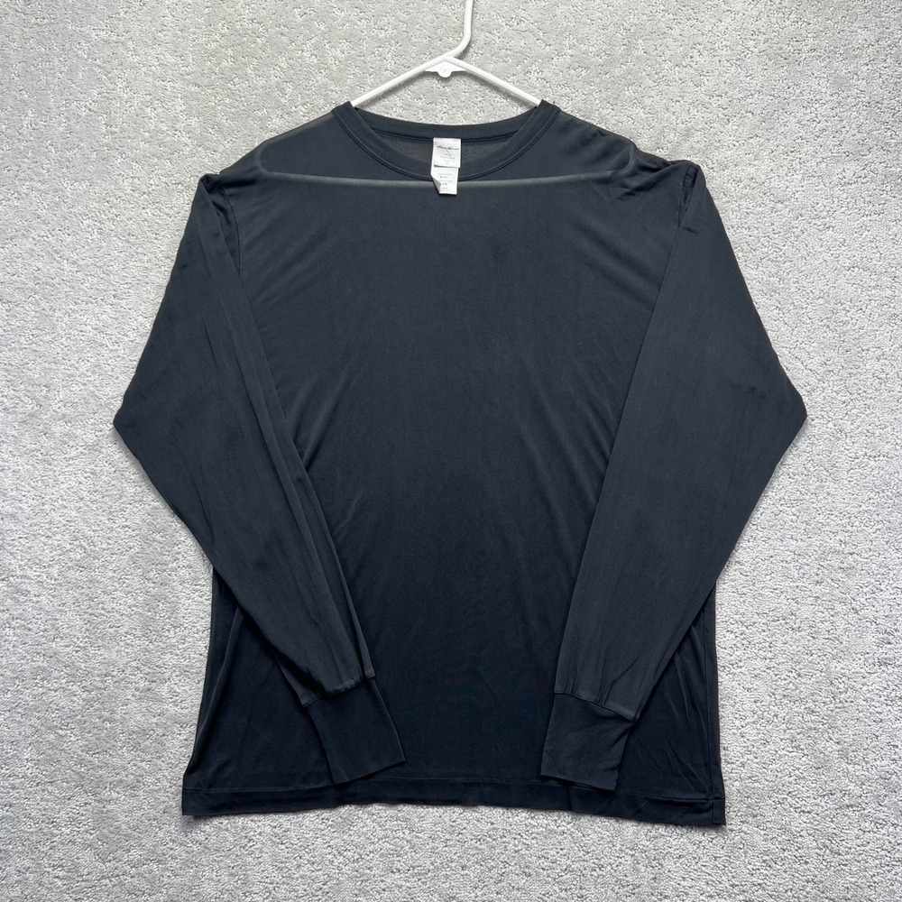 Eddie Bauer Shirt Mens XL Black 100% Silk Long Sleeve Crew Neck Base Layer